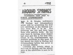 1972 One Man Exhibition Springs